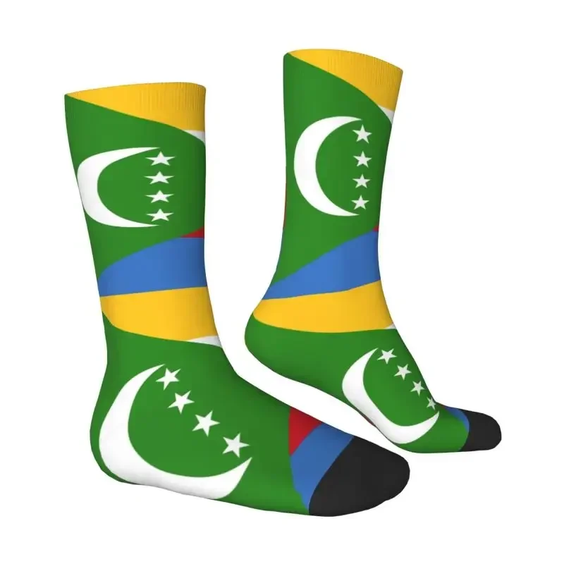 Vlag van de Comoros Heren Crew Sokken Unisex Cool 3D Printing Jurk