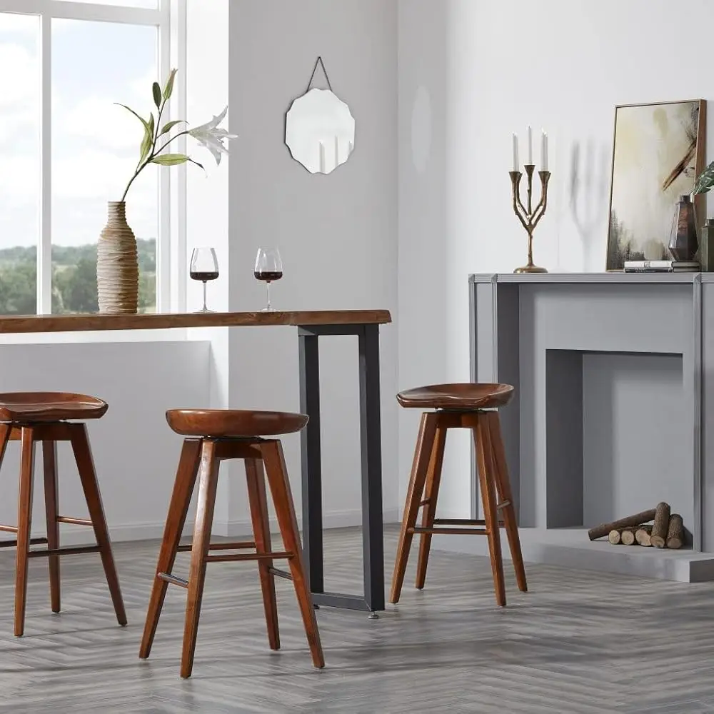 Bali Backl Swivel Bar Stool - Walnut