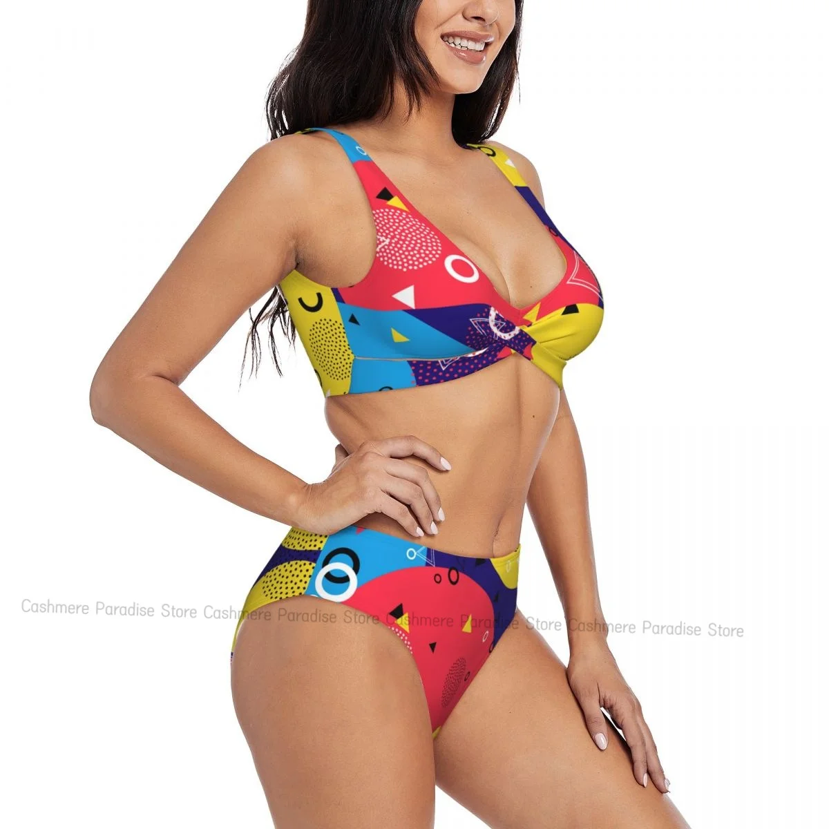 Push-Up ชุดบิกินี่ผู้หญิง 2025 80s 90 สไตล์ Pop Art สามเหลี่ยมชุดว่ายน้ําเซ็กซี่ผู้หญิง