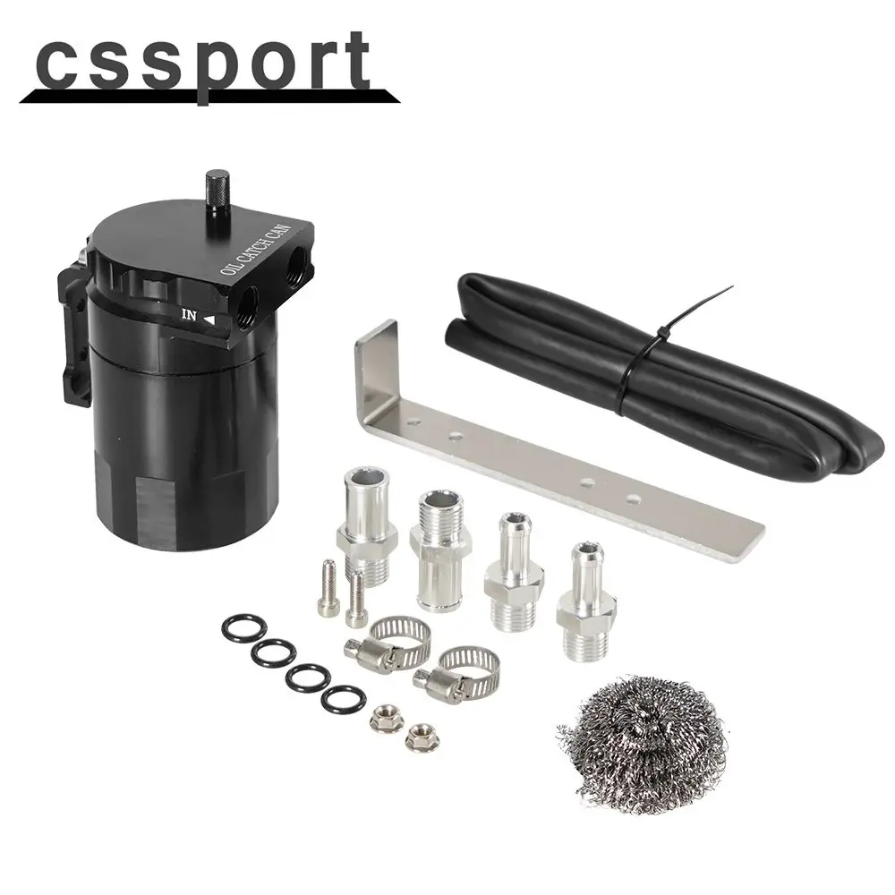 

Universal Baffled Oil Catch Can Kit, Aluminum Oil Separator Reservoir Tank 300ml with Breather Filter