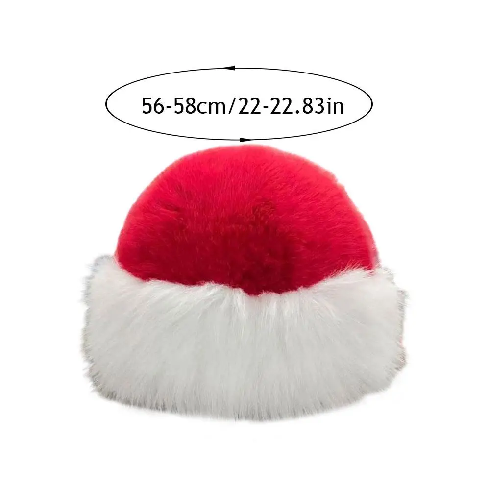Świąteczny futrzany kapelusz rosyjski Baginskiy, modny ciepły kapelusz typu bucket, puszysty czerwono-biały kapelusz damski, gruby polarowy pluszowy kapelusz rybacki