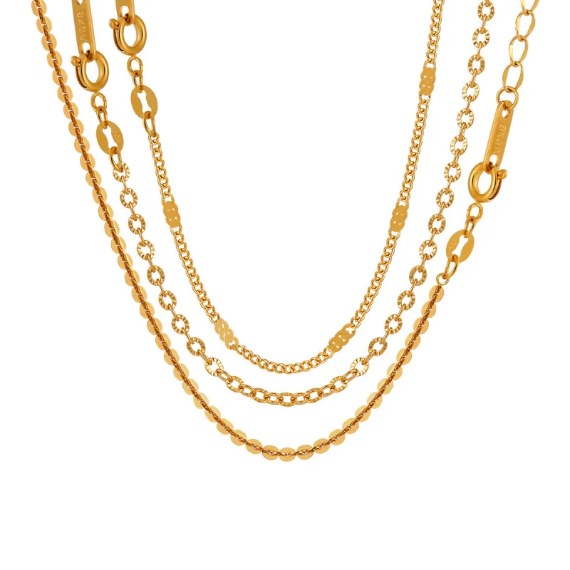 Luxury 100% Real 24K Gold Chain For Women – Solid Cross O-Shape Sunflower Side Embossed Choker Collarbone Necklace