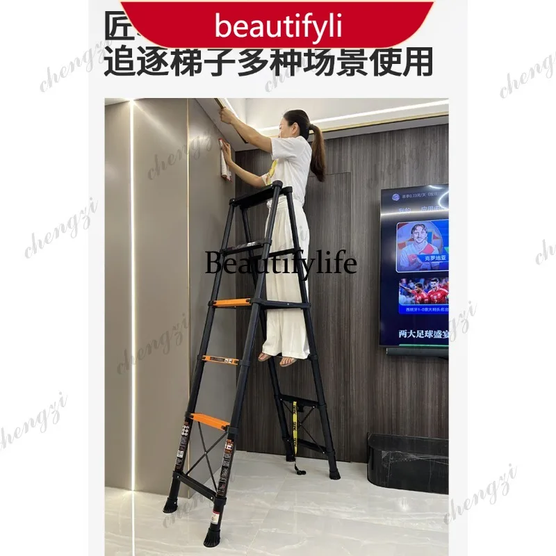 

X188 thickened aluminum alloy telescopic ladder folding herringbone portable engineering ladder stool anti-skid