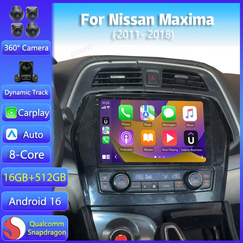 Radio Multimedia para Auto con Android 16 y Carplay para Nissan Maxima 2011 2012 2013 - 2018, Reproductor Estéreo, Unidad Principal 2DIN, Autoradio Inalámbrico