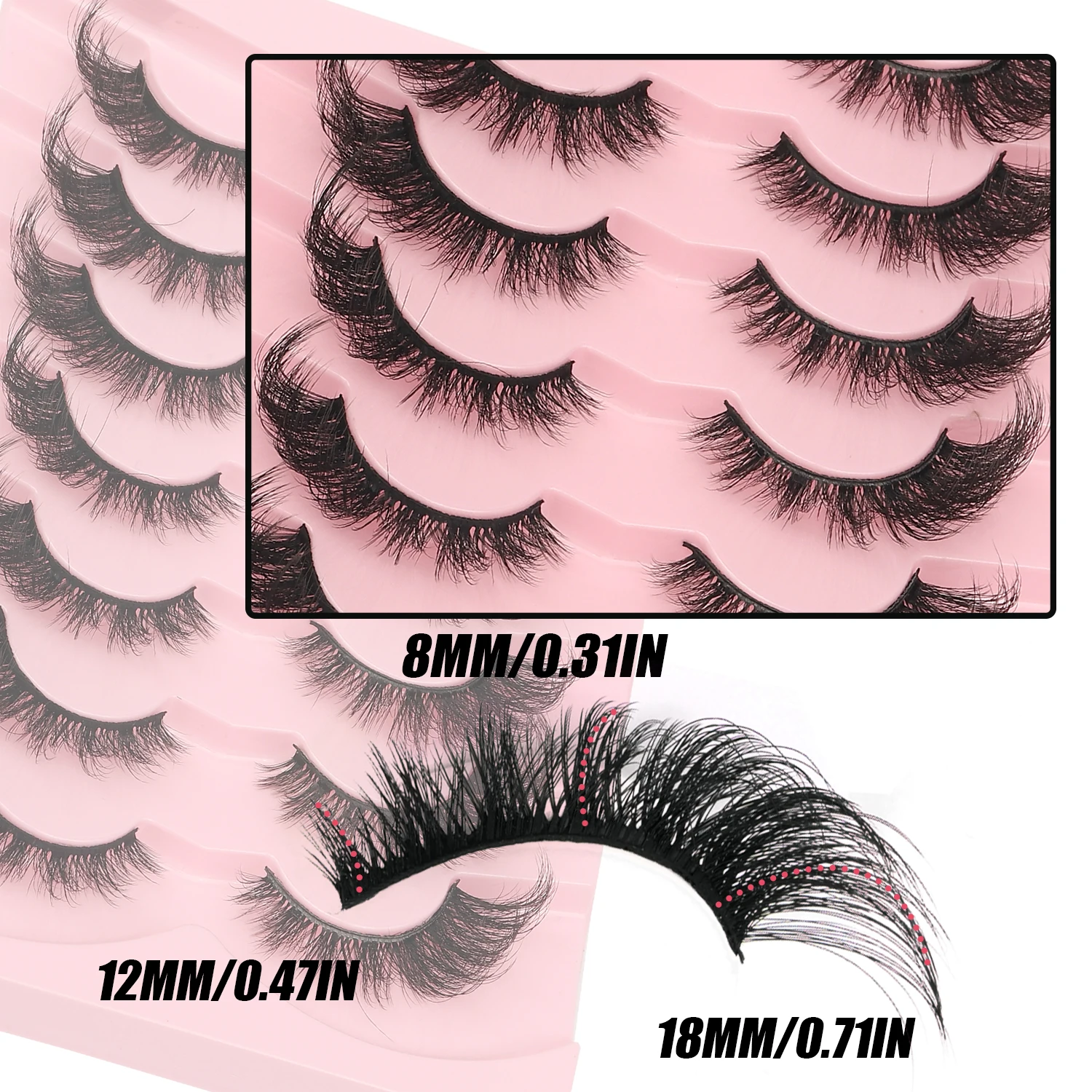 7쌍의 풍성한 인조 속눈썹, 8~18mm 혼합 길이, - Faux Mink Lash 리뷰 및 가격