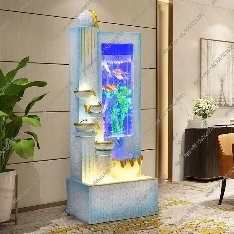 C Modern Light Luxury Circulating Water Large Fish Tank Household Fountain Humidifier Floor Lucky Water Ornament