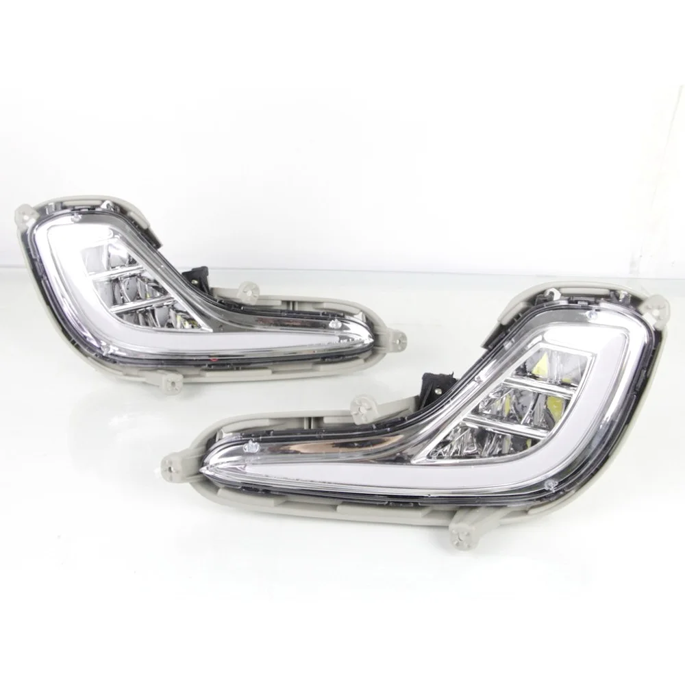 

July King Car Daytime Running Lights Compatible for Hyundai Accent 2012-2016, 6000K LED DRL + Yellow Turn Signals