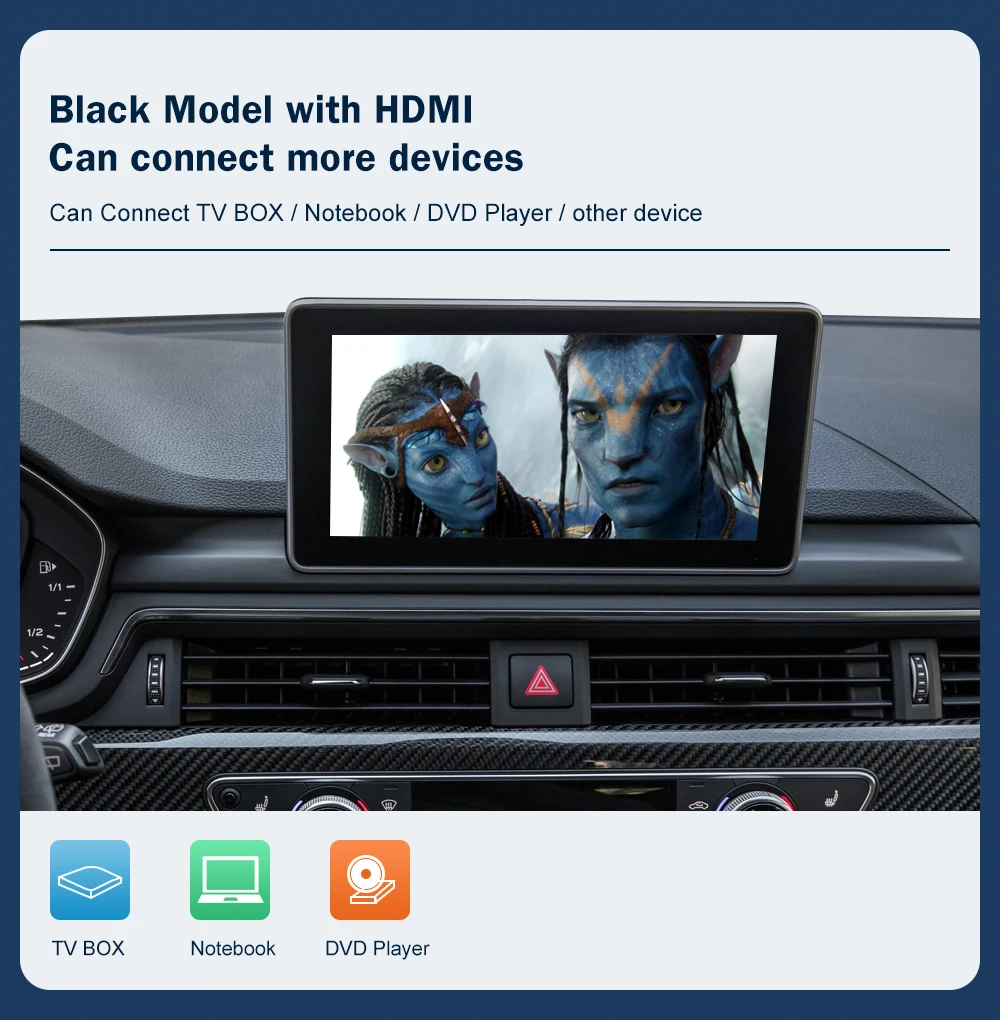 Road Top Wireless CarPlay for Audi A4 B9 A5 Q5 Q7 2016-2019, with Android Auto Interface AirPlay Mirror Link Car Play Functions