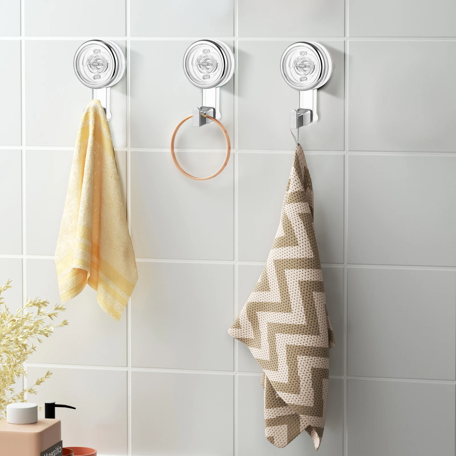 

2Pcs Rotating Suction Cup Hooks Strong Heavy Duty Clear Design Multipurpose Use No Wall Damage Shower Camping Outdoor Towel