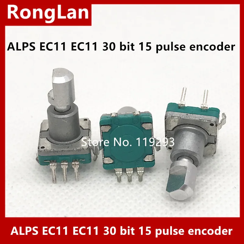 

Оригинальный японский энкодер ALPS EC11, 30-битный, 15-импульсный, для переключателей, длина шпинделя 15 мм — 10 шт./лот