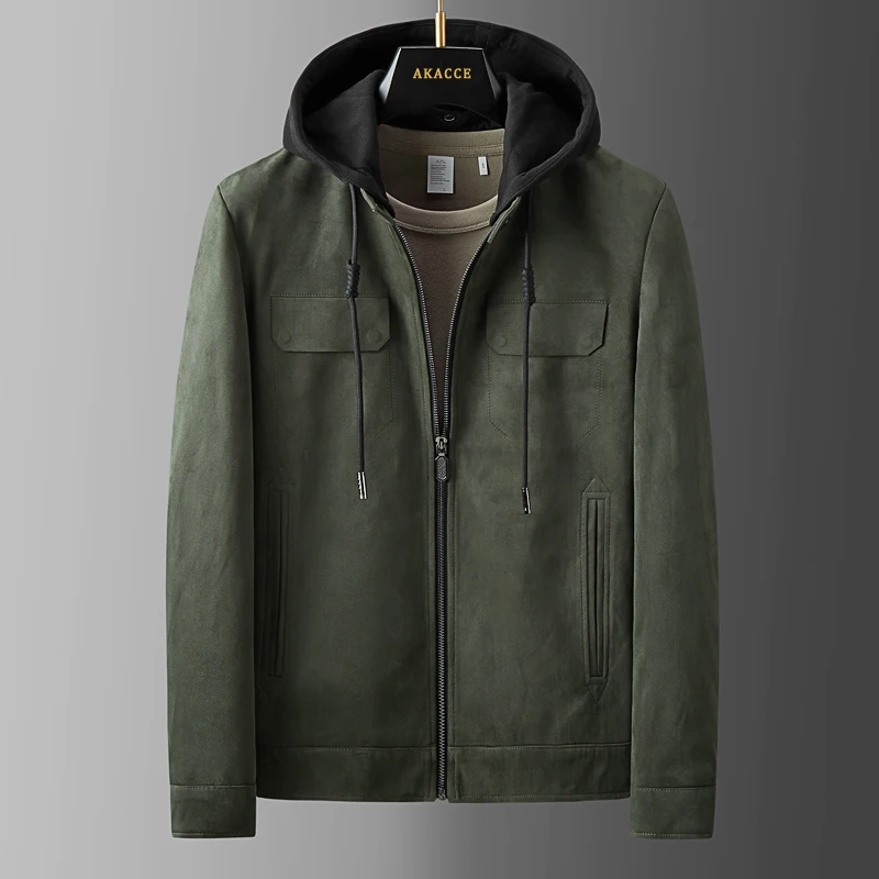 2022For fall, high quality elastic suede jackets are recommended for men's fashion hooded jackets