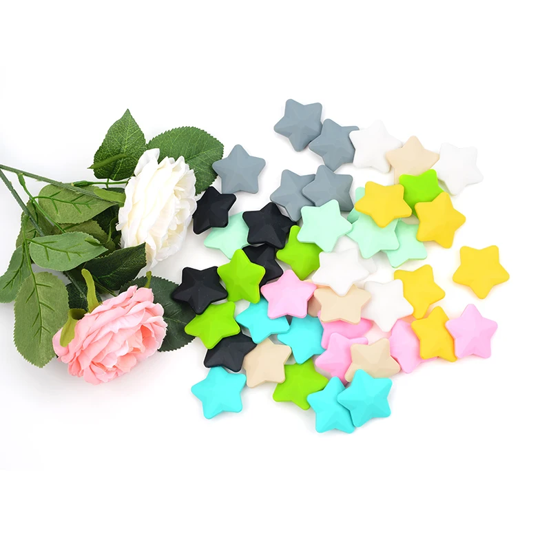 LOFCA Star Shape Silicone beads 5 pcs Loose Beads For Food Grade Silicone Teething Necklace Silicone Loose Beads BPA Free