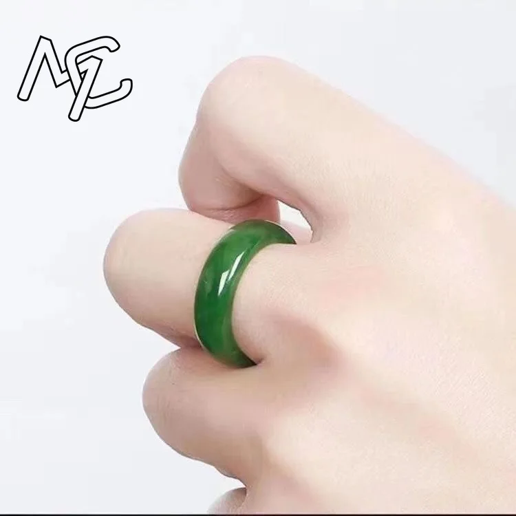 Chinese White Hetian Jade 7-13 Size Ring Jadeite Amulet Fashion Charm Jewelry Hand Carved Crafts Gifts Women Men