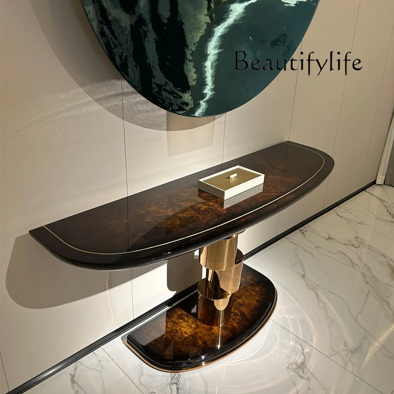 

Italian solid wood entrance table Modern large and small apartment entry stainless steel end view table Corridor light luxury
