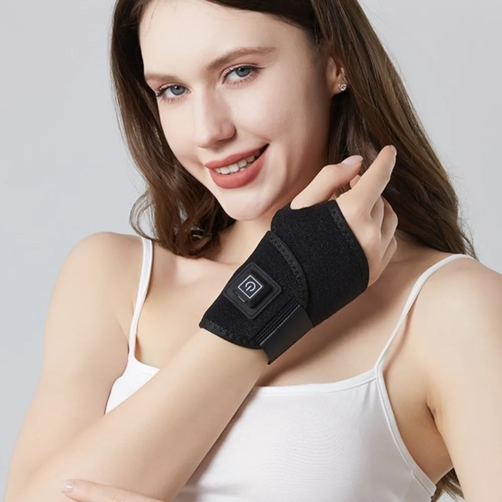 USB-Powered Dual-Head Heated Wrist Massager Portable 3 Heat Settings Electric Wrist Warmer Breathable Comfortable