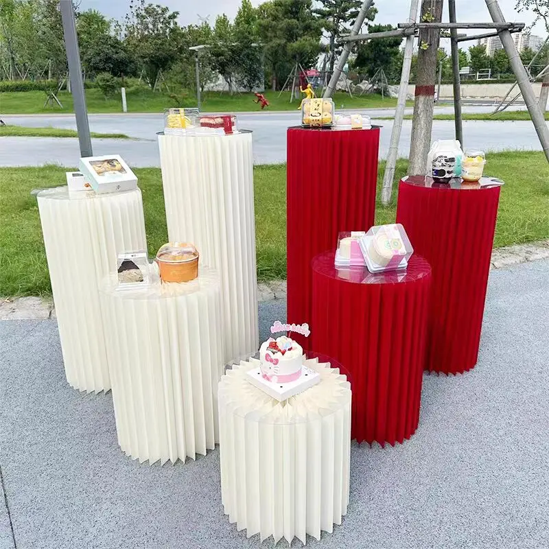 Party Decoration Paper Folding Cylinder Pedestal Display Rack Pillars For Wedding DIY Dessert Cake Table Stand Columns