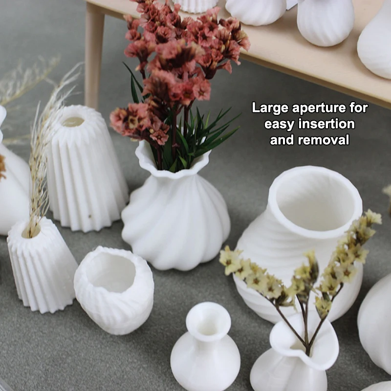 7 pièces/ensemble maison de poupée Miniature blanc Art Vases poupée maison fleur Arrangement décor poupées maison scène artisanat modèle ornements-jouet