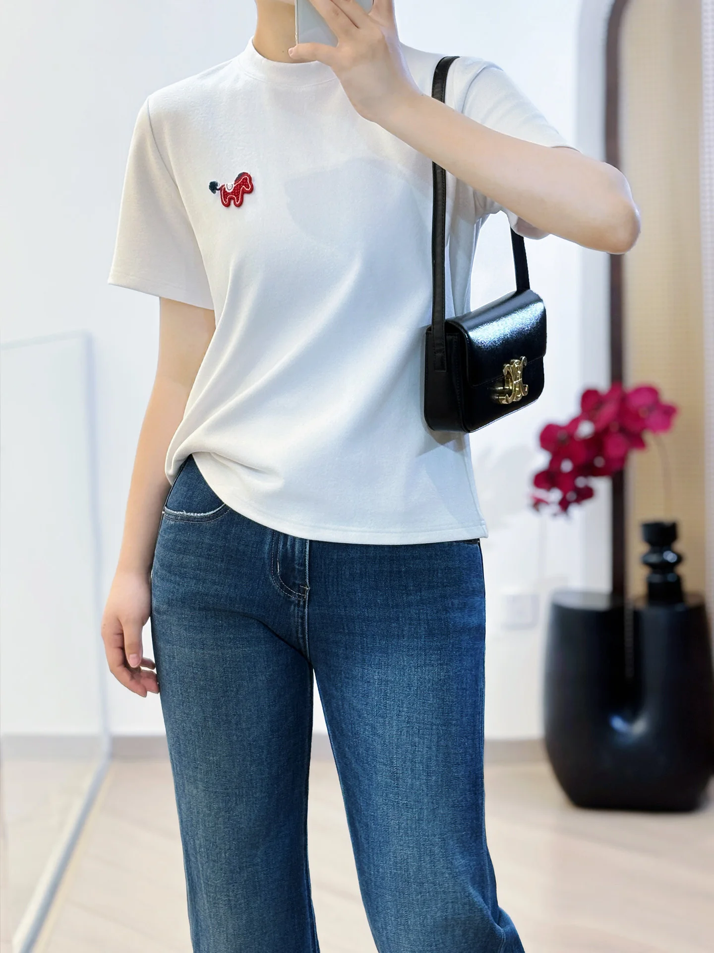 

Удобная футболка Pet Namel с круглым вырезом и коротким рукавом, в 2 цветах, с вышивкой, фактурная, стандартного кроя, повседневная