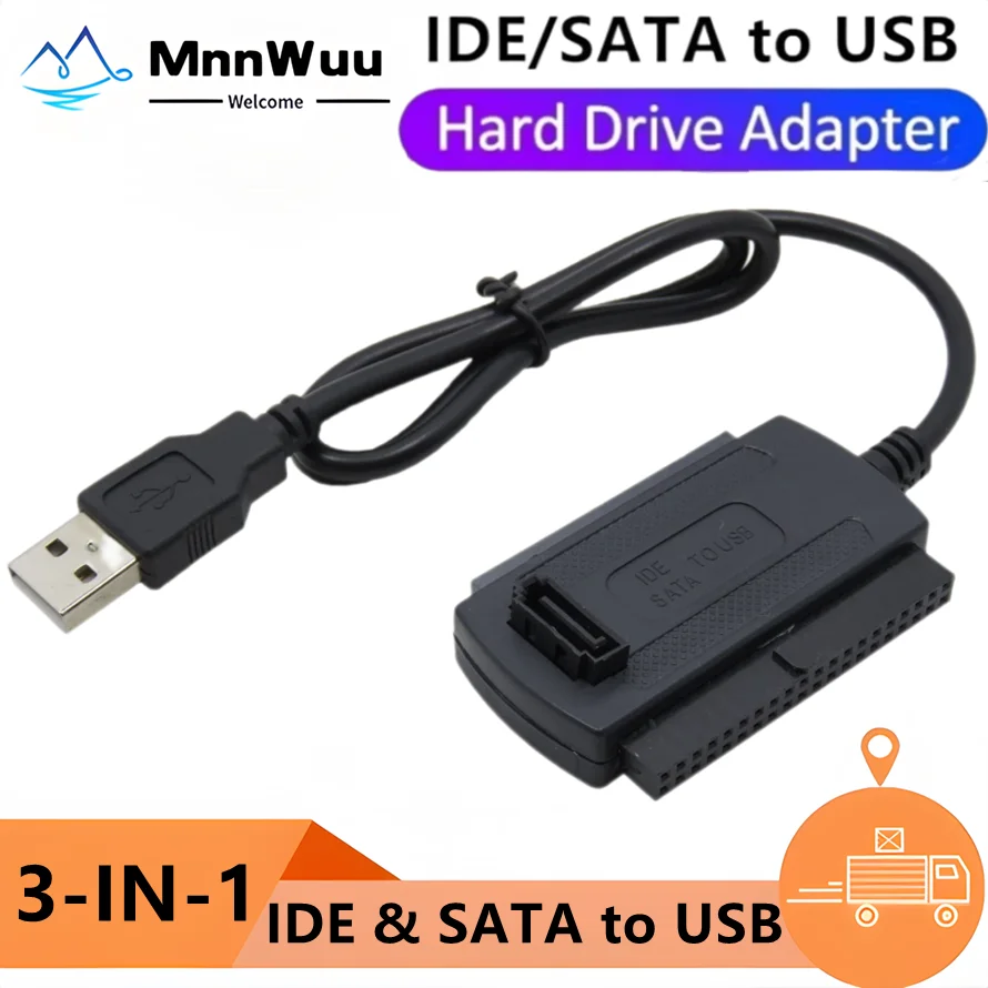 SATA to USB 3 IN 1 USB to SATA IDE Cable SATA IDE Adapter SATA IDE to USB Converter for 2.5 Inch SSD HDD Support Windows MAC OS