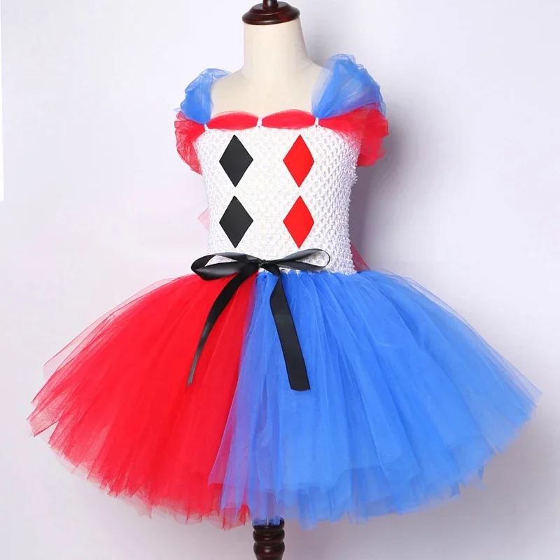 Cosdea королевское синее красное платье-пачка клоуна для девочек, карнавальные костюмы на Хэллоуин для детей, наряд для косплея Джокера, нарядное платье принцессы