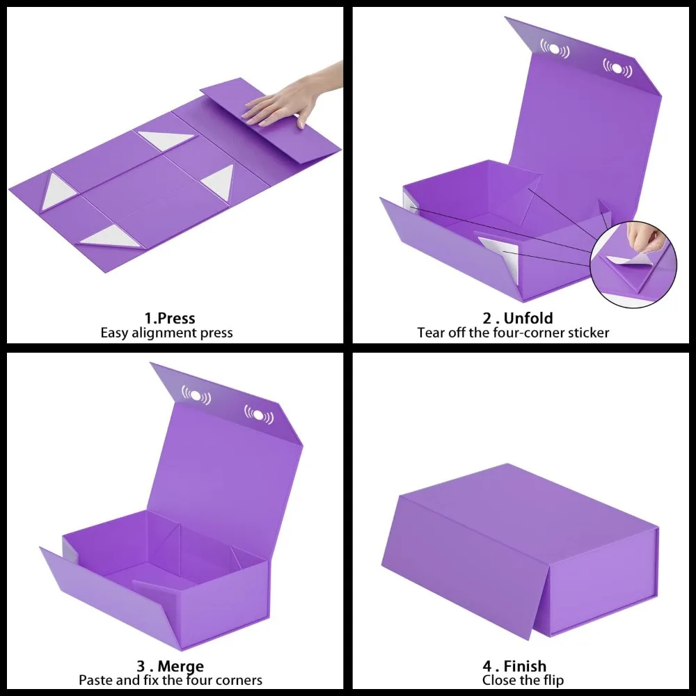 Collapsible Magnetic Closure Gift Box for Presents Bridesmaid Proposal Wedding Christmas Halloween Birthday Party Favor Packaging 9.5x6x3 Inches - view 6