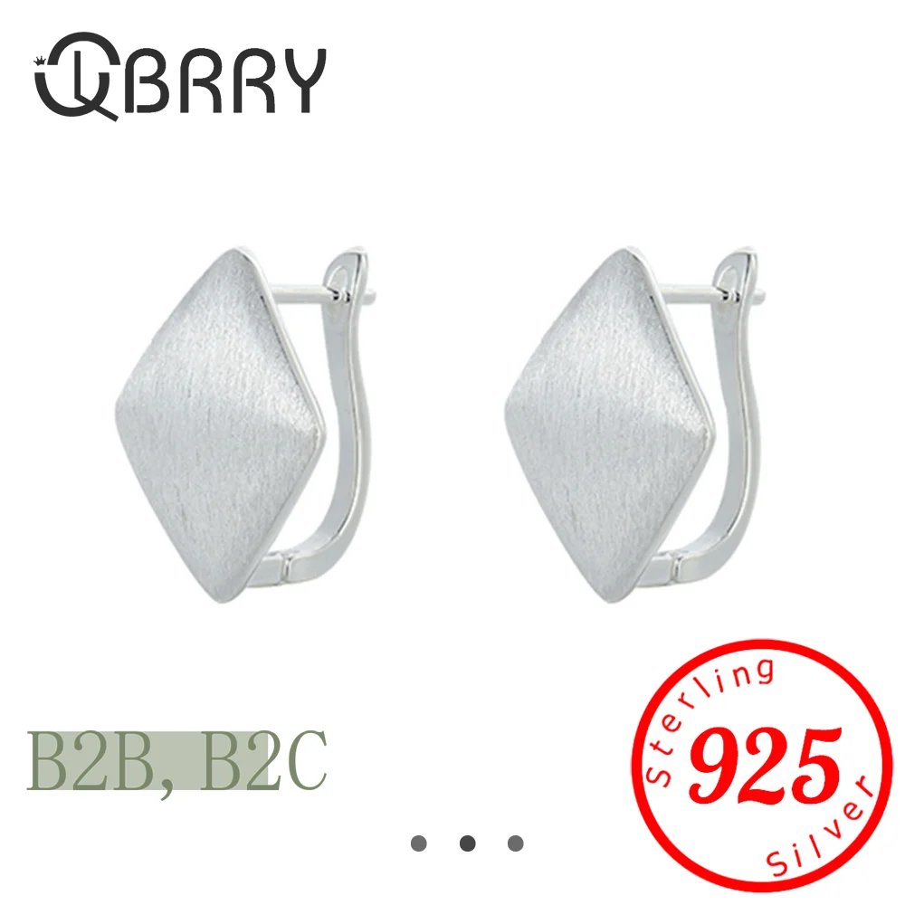 

2025 Fashion Sterling Sliver Brushed Frosted Hoop Earrings for Women Vintage Simple Metal Geometric Square Earrings Jewelry Gift