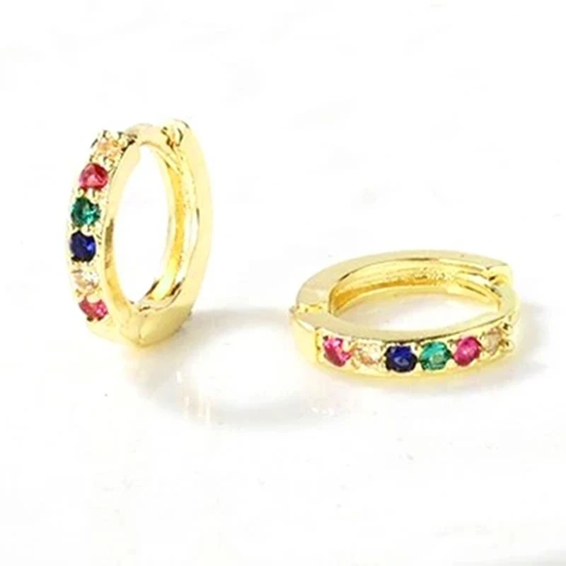 925 Sterling Silver Needle Women's Colorful Colored Zircon Hoop Earrings Light Luxury Fashion Design Earrings Party Jewelry Gift