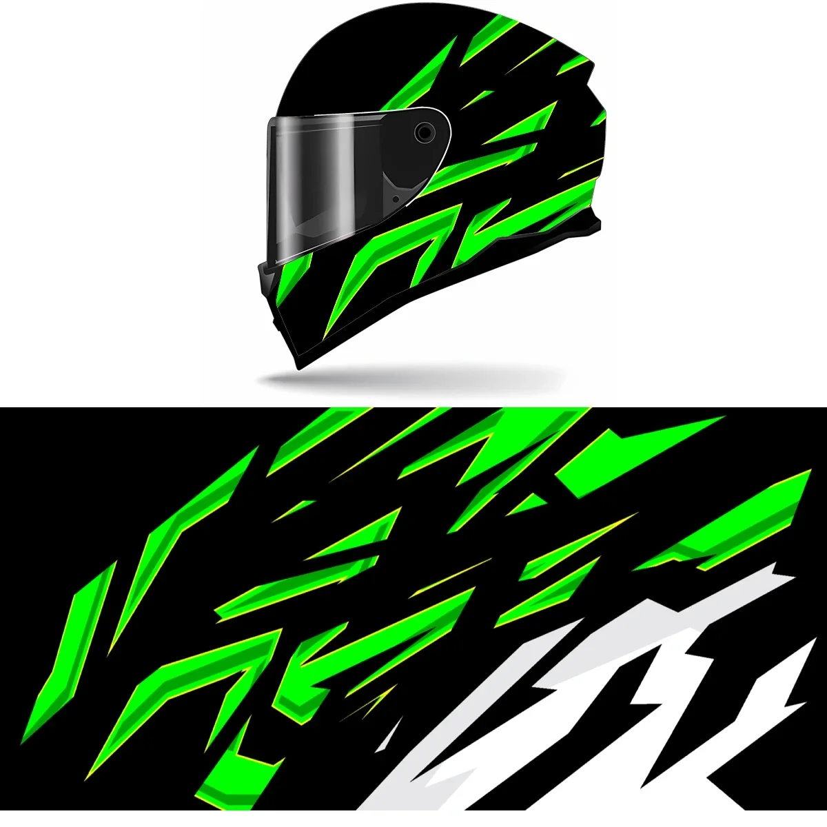 

Green irregular graphic stripes Motorcycle Helmet Stickers Self Adhesive Racing Custom Helmet Decal Wrap Vinyl Decal Stickers