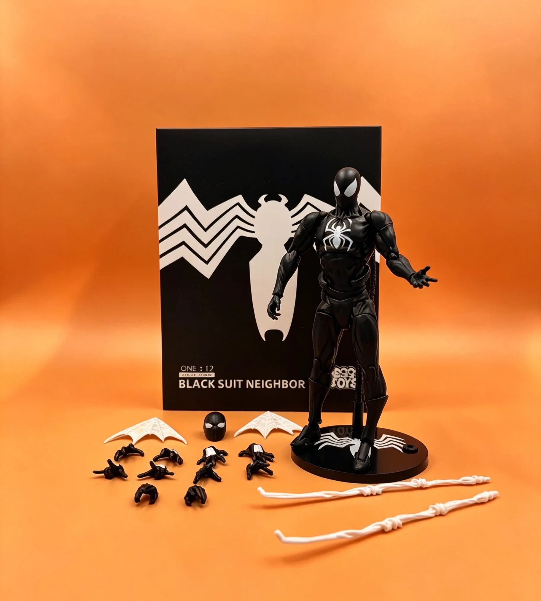 Bandai Black Neighbor Symbiote Spider-Man Action Figure; Venom Black Suit Articulated Figure; Desktop Collectible Model Boys Gif