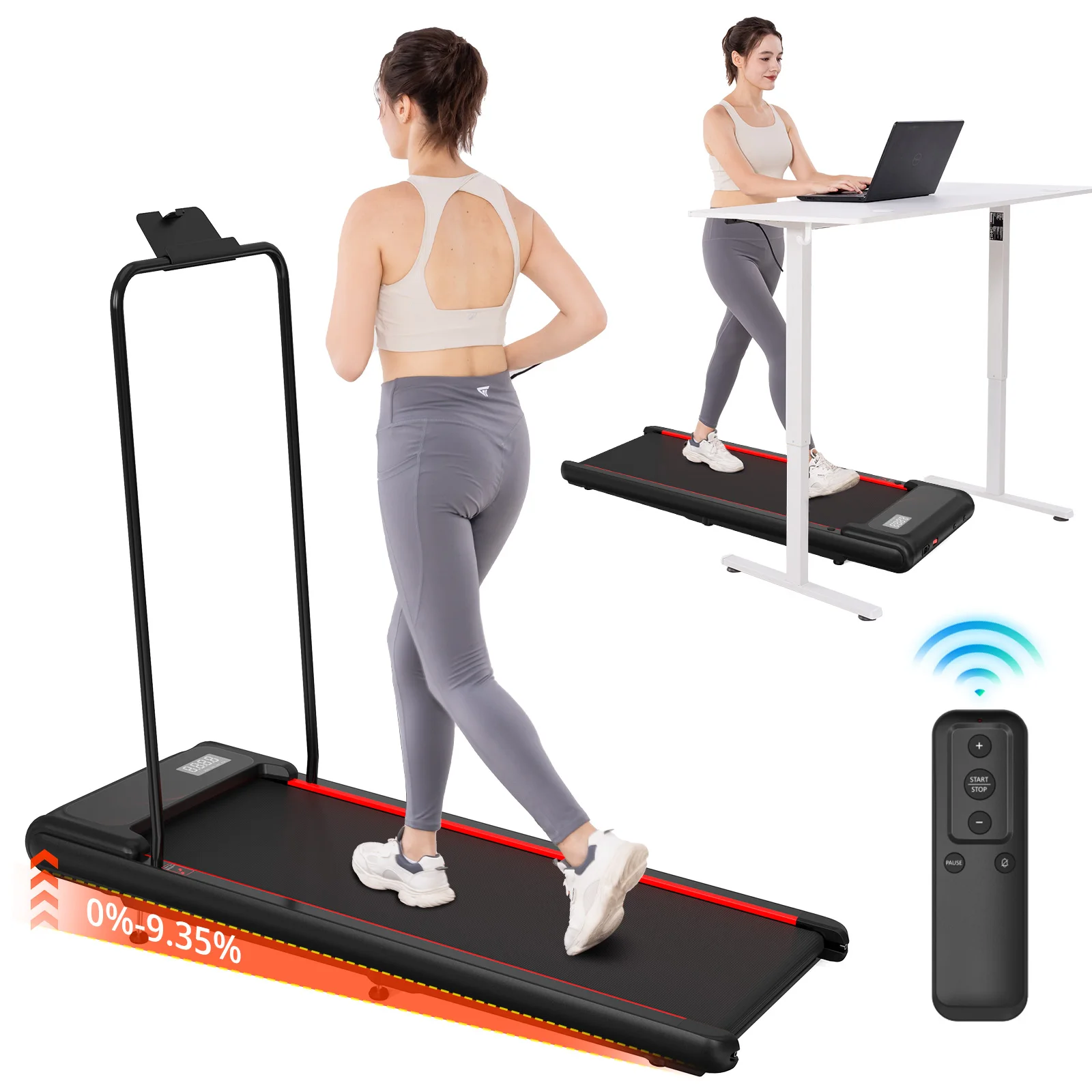 CITYSPORTS PRO Tapis de Course, Tapis de Marche, Tapis de Course Électrique Inclinable, Walking Pad, Treadmill, Tapis de Course pour la Maison,9.35%, 6km/h, 100KG, Télécommande
