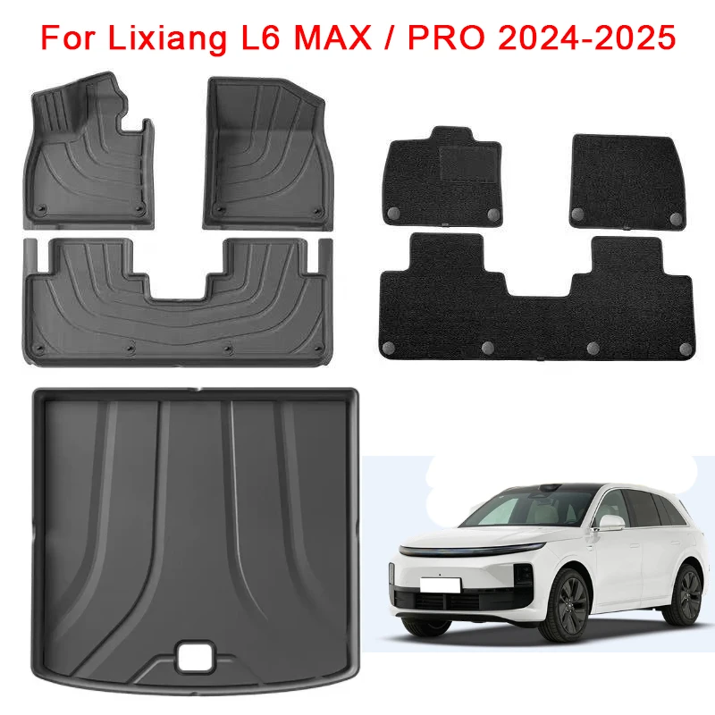 

Car Floor Mats for Lixiang L6 MAX PRO 2024 2025 Waterproof Non-slip Foot Pad TPE Car Carpet Black Floor Liners Trunk Mats
