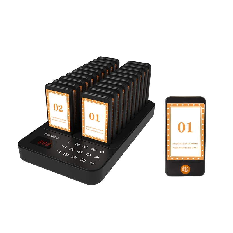 ZXY JT-P30 New Arrival 20 Pagers Fast Food Restaurant Wireless Service Order System Vibrating Buzzer Guest Coaster Pager for Caf