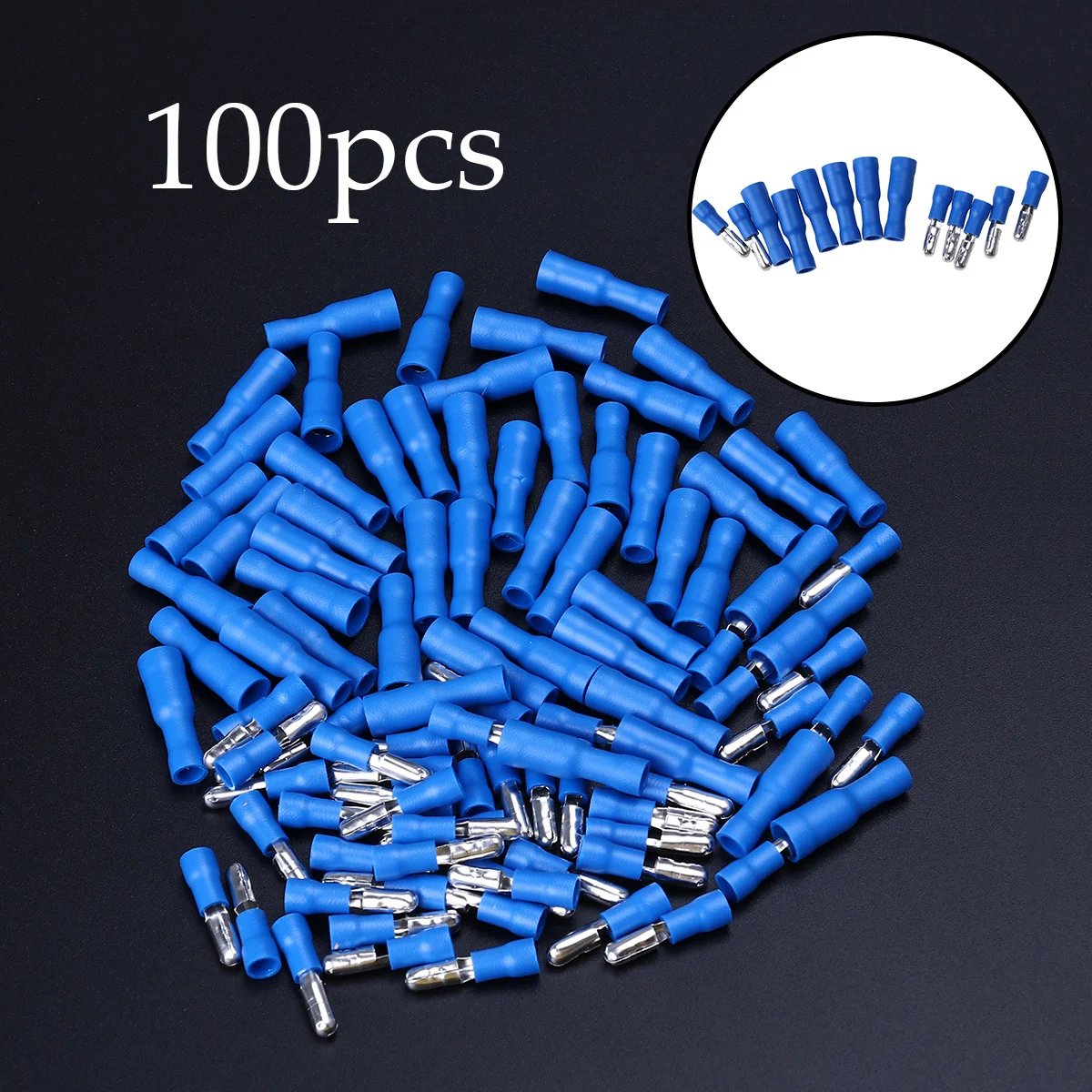 100 قطعة محطات رصاصة الصحافة الباردة معزول ذكر أنثى سريعة لصق موصلات الأسلاك مجموعة الأزرق معزول مختومة