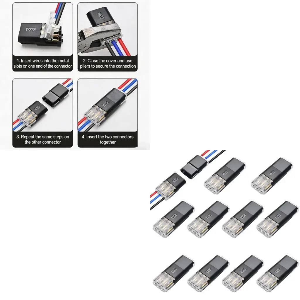 652F 10 Pair Multipurpose Wire Terminals Connector Pluggable LED Wire Connector 3 Pin Plug in Connector Enduring
