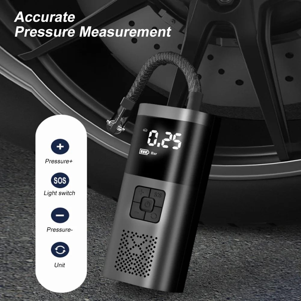 Mini Car Tire Inflator Portable Air Compressor Rechargeable Wireless Inflatable Pump with LED for Motorcycle Bicycle Tyre Balls