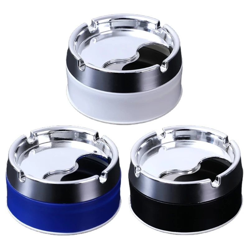 PP+Stainless Steel Ashtray with Lid for Home Outdoor Indoor Smoking Accessory