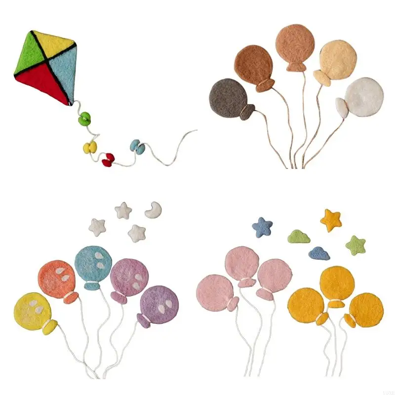 U6XE Baby Wool Felt Balloon Cloud Moon Decoration Newborn Photography Prop