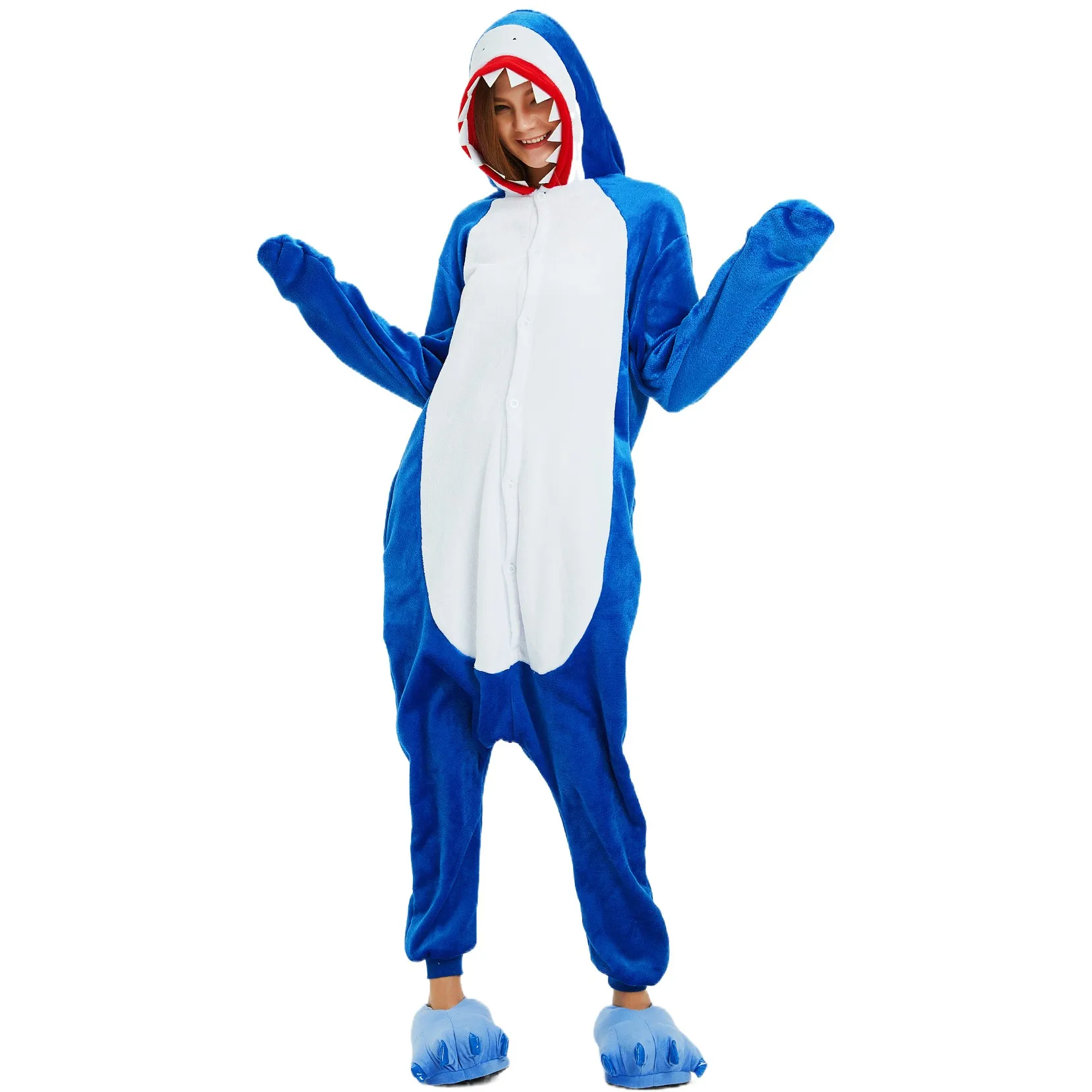 

3D Shark Onesies Cartoon Animal Onesie Women Men Girls Boys Pajamas Halloween Funny Party Suits Winter Home Overall Costumes