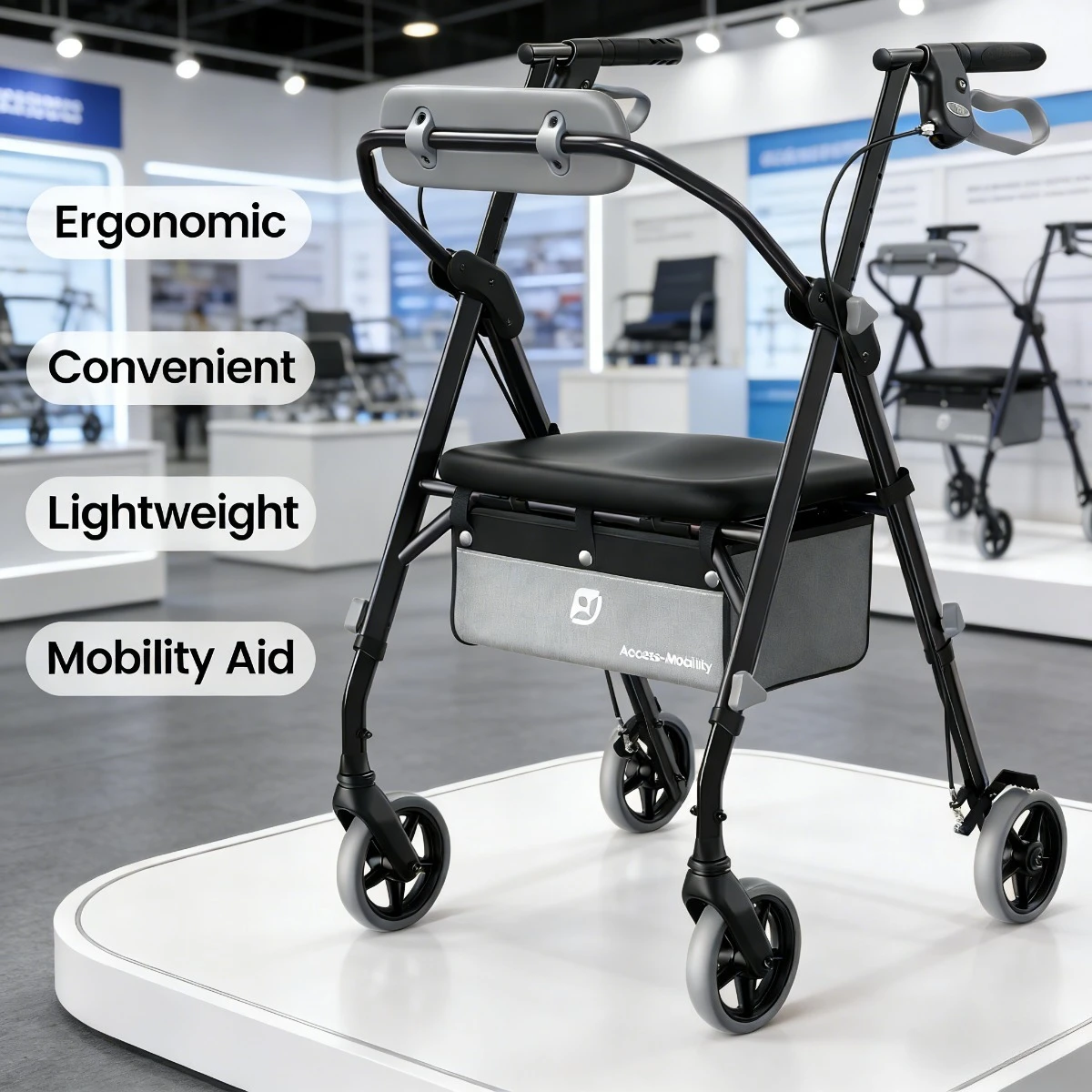 

Брендовые ходунки для пожилых людей, подарок для людей среднего возраста, 60-80 лет, с сиденьем и роликами, макс. нагрузка. 350 фунтов, с сиденьем и спинкой