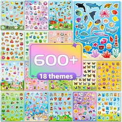 Colorful Craft Stickers Ideal DIY Kids Teens Notebooks Journals Themes with Animal Food Fish Space for Girls Boys Party Favors