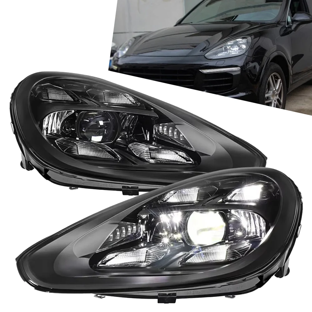 2Pcs Car LED Head Light For Porsche Cayenne 958.2 2014-2017 Upgrade 2023 Styling Headlights Dynamic Turn Signal Lamp Car Accessories