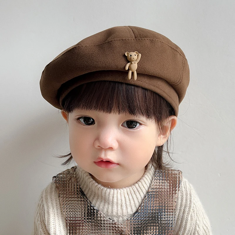 Girls' Cozy Pumpkin Hat Kids Chic Woolen Beanie Sweet Woolen Beret Exquisite Workmanship Cartoon Decoration For Boys And Girls