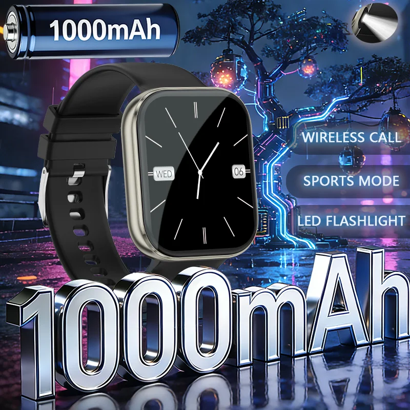 

Новинка 2026 года: Умные часы с аккумулятором 1000 мАч для мужчин и женщин, 2,04-дюймовый HD-экран, Bluetooth-вызовы, фитнес-трекер, мониторинг сердечного ритма, спортивные смарт-часы