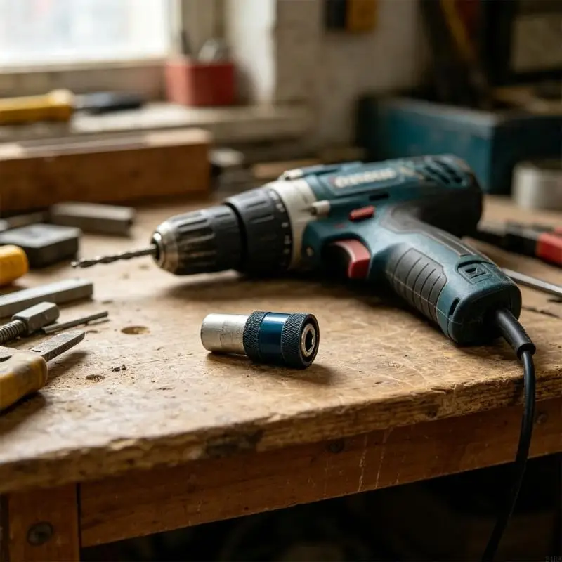 Threaded Bit Drive Fitting with Knurled Grip Sleeve, Steel Body for Drill Driver Repair, Installation Work, and Daily Assembly