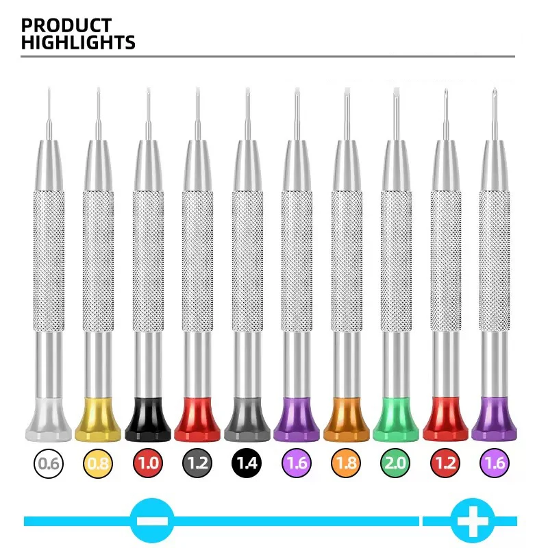 10pcs Watch Repair Screwdriver  Full Steel Slotted/Phillips Screwdrivers with Replacement Blades Thick Handle for Torque Control