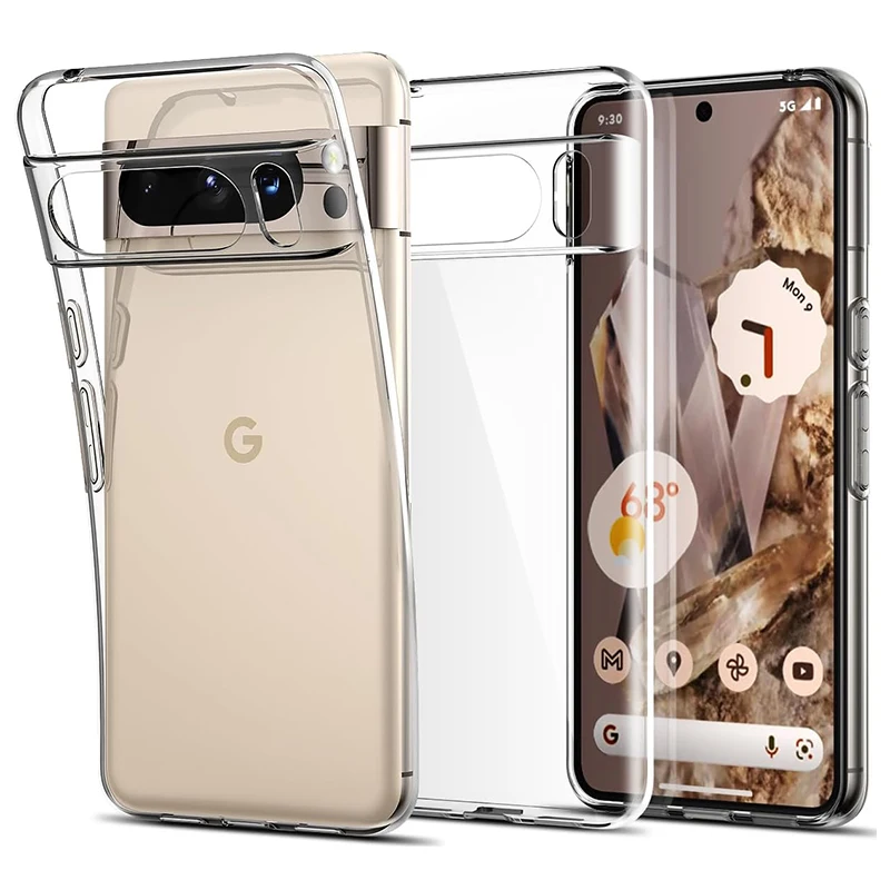 Original Clear Silicone Case For Google Pixel 8 Pro Case For Pixel 8 Pro 7A 7 Pro 6 6A 7A Shockproof Ultra Thin Back Cover Funda