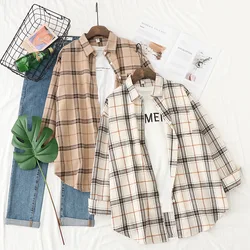 2024 Spring New Women's Long Sleeve Plaid Shirts Casual Comfort Cotton Ladies Blouse and Tops Elegant Lady Checked Clothes