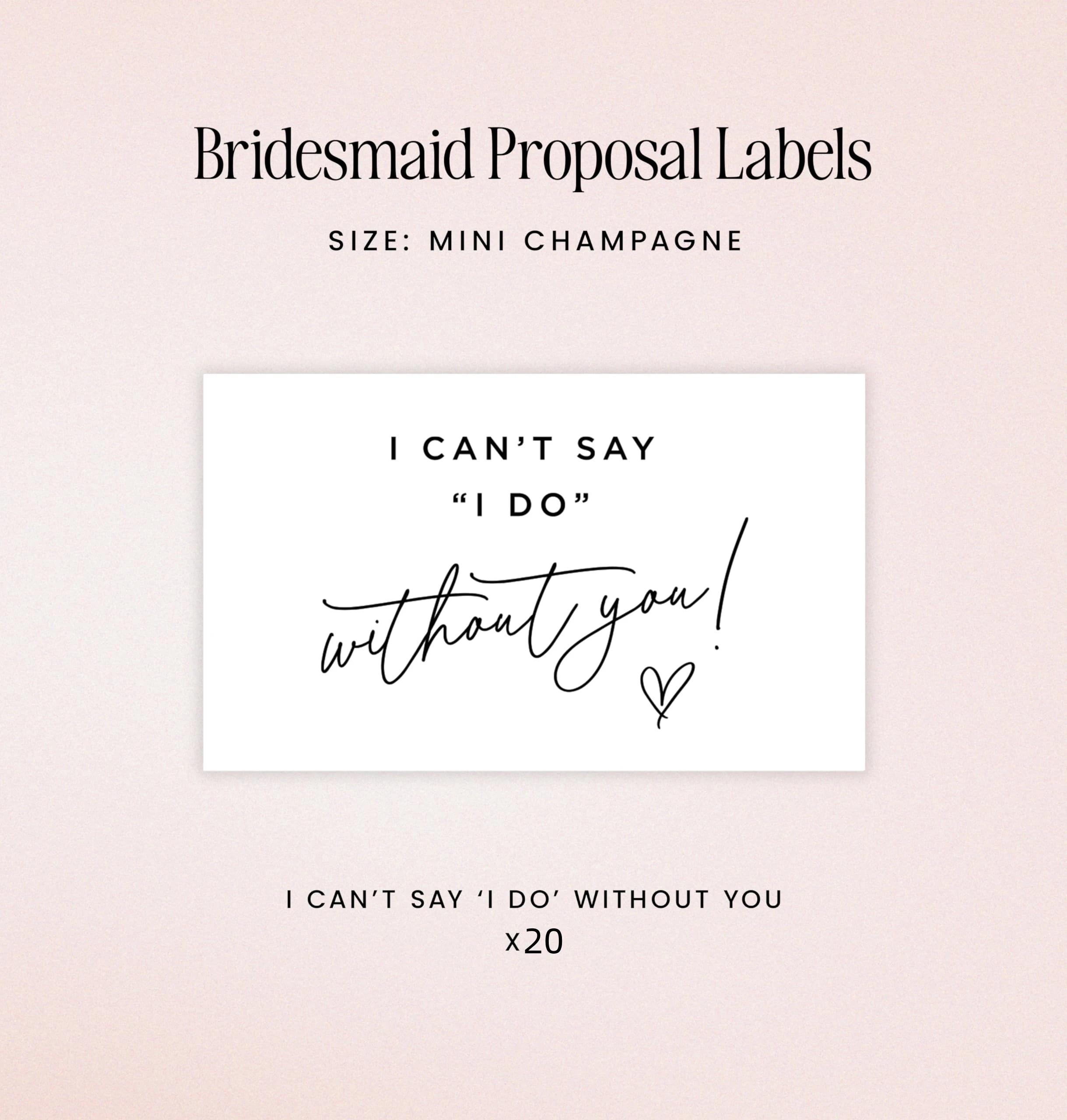 Bridesmaid Proposal Mini Champagne Labels - Set of 10 - Will You Be My Bridesmaid Box Gift Idea