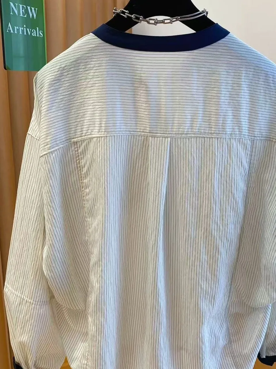 

Свободный крой, корейский полосатый женский длинный све, круглый, тонкий осенний топ, дышащий, удобный, повседневный, модный