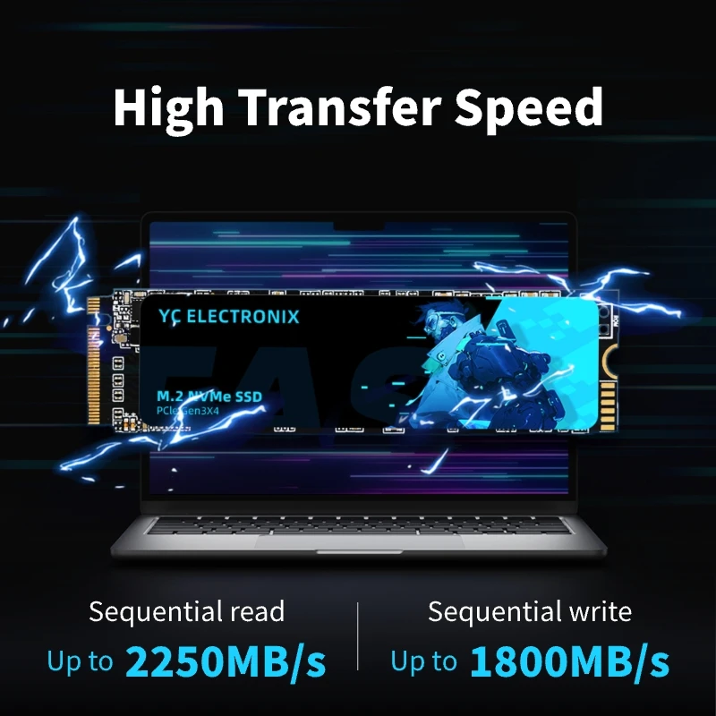 YC ELECTRONIX عالي السرعة m.2 NVMe PCIe 3.0 2280 للكمبيوتر المحمول 256gb 512gb 1tb 2tb 4tb SSD